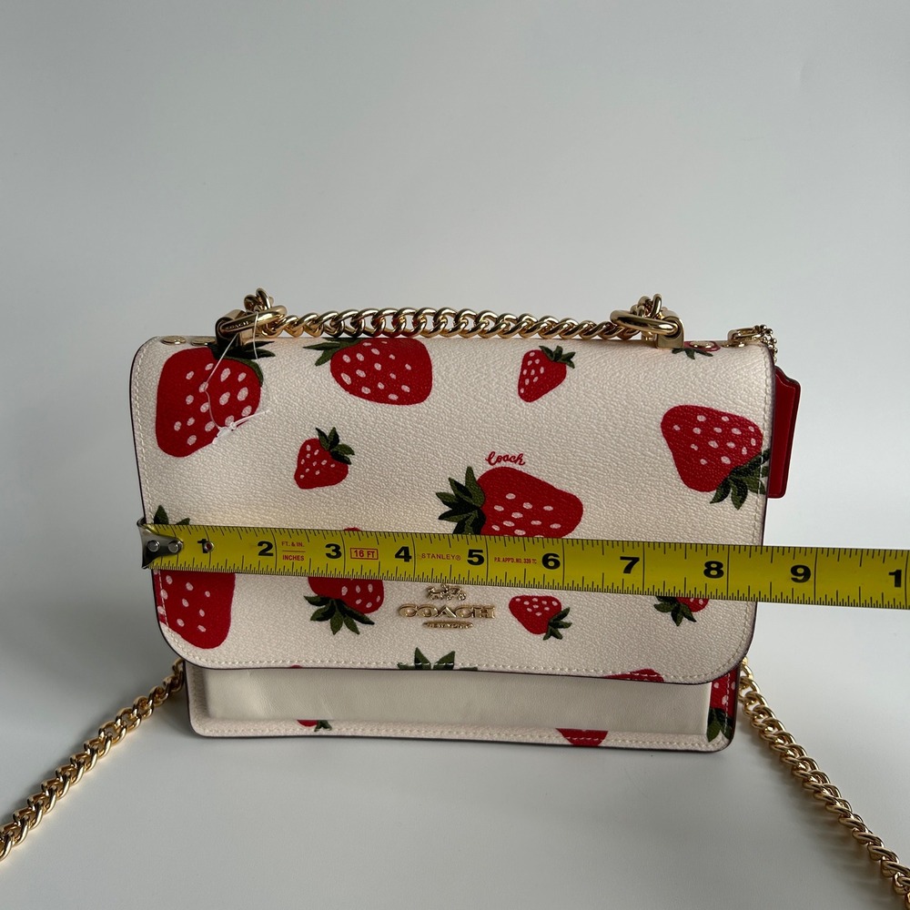 Coach Klare Crossbody Chalk White Strawberry Pebbled Leather Bag Excellent - Picture 10 of 12